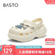 百思圖25夏戶外休閑洞洞鞋增高厚底女涼鞋B3092BH5 白色 38