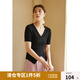 獨束大碼女裝圍裹交叉不規(guī)則彈力針織衫女2022夏季新款胖mm顯瘦上衣 雙邊開叉靜謐黑(DY) XL