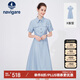 Navigare意大利小帆船女士短袖襯衫裙中長(zhǎng)款連衣裙2322874504 藍(lán) M 
