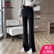 AEMAPE 休閑褲女2025春秋冬季女裝微喇叭褲女前開(kāi)叉褲子時(shí)尚高腰 黑色小個(gè)子款【145-154高】 M _91-105斤
