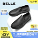百麗皮鞋男夏季透氣羊皮一腳蹬豆豆樂福鞋344J4AM5 黑色-常規(guī) 42 (260mm)