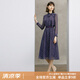 顏域波點(diǎn)氣質(zhì)連衣裙女裝2024新款春季紫色優(yōu)雅中長(zhǎng)款系帶長(zhǎng)袖裙子 紫花 XL
