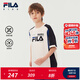 FILA【涼感】斐樂兒童童裝上衣2025年秋季新款男大童純棉短袖T恤 云菇白-WT 165