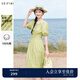 詩(shī)凡黎（'SEIFINI）詩(shī)凡黎連衣裙泡泡袖方領(lǐng)碎花裙子女2024春夏新款泡泡袖復(fù)古氣質(zhì) 草綠 S 155/80A