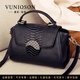 曼尼瓊詩（VUNIQSON）品牌包包女包真皮手提包女士包包時尚潮流鱷魚紋大容量單肩斜挎包 黑色 大號