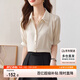 尚都比拉高級氣質(zhì)通勤襯衫女夏季青年時尚設(shè)計感方領(lǐng)五分袖襯衣 杏色 L