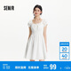 森馬（Semir）連衣裙女收腰蝴蝶結(jié)少女感2025夏俏皮木耳邊方領(lǐng)短裙109325114007