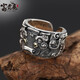 富貴鹿 招財貔貅銀戒指男士 寬版指環(huán) 開(kāi)口925銀食指 復古潮流銀飾