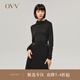 【黃金羊毛】OVV2022秋冬新款女裝美麗諾羊毛長(zhǎng)袖打底衫T恤 黑色A2 M
