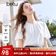 百圖betu女裝2025夏季新款T恤法式領(lǐng)口捏褶鏤空設(shè)計(jì)棉感短袖女2503T18 白色 M