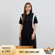 纖莉秀春裝新款大碼女裝胖mm休閑寬松顯瘦拼色POLO領連衣裙1860 黑色 2XL