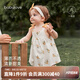 babylove女寶寶包屁衣夏季甜美包屁裙嬰兒吊帶爬服三角哈衣外出服 橘黃滿醉 80cm