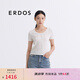ERDOS 25夏季圓領(lǐng)挑眼絲綿優(yōu)雅純色短袖短款修身百搭透氣女套衫針織衫 白 M 165/84A