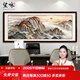 望詠新中式客廳裝飾畫(huà)手繪山水畫(huà)辦公室掛畫(huà)國(guó)畫(huà)沙發(fā)背景墻大氣靠山畫(huà) 泰山日出A【圓角柏木】胡桃色 216*86【博物館級(jí)裱框】