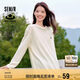 森馬梅花系列長袖T恤女中長款印花春秋oversize上衣109524101001