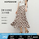 紅袖雪紡垂感半身裙2025秋季新款女裝【摩卡回響】A字復古氣質(zhì)雪紡裙 咖格918 S