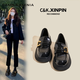 CAMILA KSENIA小皮鞋女2025新款夏季時(shí)尚一腳蹬英倫風(fēng)平底百搭休閑樂(lè )福鞋子厚底 黑色 36