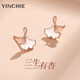 銀千惠925銀耳釘女士銀杏葉耳環(huán)時(shí)尚飾品紀念情人節生日禮物送女友閨蜜 三生有杏耳釘（925銀）+玫瑰金色 精美禮盒/配首飾證書(shū)