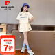 皮爾卡丹（pierre cardin）女童夏裝套裝Polo衫新款網(wǎng)紅短袖顯瘦套裙裝中大童休閑運(yùn)動兩件套 杏色 【兩件套】 130 【建議身高120cm左右】