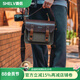 攝侶富士xt50xs20相機包索尼zve10a7c2尼康z30zf微單佳能R50r6單肩斜跨包徠卡dlux8復古攝影包收納配件 咖色皮蓋頭綠色復古包-大號（送進口空氣墊肩）
