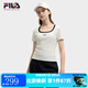 FILA多彩T斐樂女士針織短袖衫2025夏新款時尚休閑簡約修身U領(lǐng)T恤 云菇白-WT XL 175/92A/XL