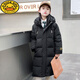G.DUCKKIDS兒童長款羽絨服女童過膝2024新款加厚中大童小童洋氣寶寶冬裝外套 黑色 160 建議12-14歲