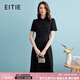 愛特愛（EITIE）新中式對襟珍珠盤扣收腰顯瘦連衣裙夏季新款高端女裝B2407306 極簡黑20 L 165