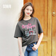 森馬（Semir）短袖t恤女中長(zhǎng)款萌寵花上衣25夏透氣吸濕寬松套頭衫109325100005