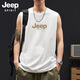 JEEP SPIRIT吉普背心男夏季純棉休閑寬松簡(jiǎn)約青少年印花無(wú)袖t恤男潮 白色 XL