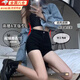 津炳勝短褲夏季女2025新款緊身牛仔短褲黑色百搭高腰小個子休閑運動熱褲 百搭黑【高腰升級款】 L 【建議106-115斤】