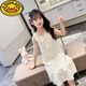 G.DUCKKIDS兒童睡裙夏季冰絲大女童睡衣薄款小孩家居服夏天公主風(fēng)吊帶裙子潮 米白色 23059提花蝴蝶結款 150 建議12-13歲