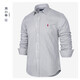 LAUREN BY RALPH LAURENRalph Lauren拉夫勞倫春季新品商務休閑府綢條紋長袖襯衫Polo襯衣 黑白條 L (160-180斤)