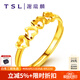 謝瑞麟（TSL） 黃金開口鏤空戒指心連心女婚慶結(jié)婚足金指環(huán)YL950七夕禮物 約1.8克 工費(fèi)380元