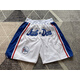美式刺繡短褲復古寬松籃球褲湖人魔術(shù)隊公牛熱火猛龍勇士76人籃網(wǎng) 76人白色JUST DON L 140-160斤