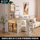 莎慕希（SHAMUXI）實(shí)木吧臺桌家用隔斷桌可伸縮吧臺一體柜小戶(hù)型沙發(fā)側邊隔斷儲物柜 高款 奶咖色40寬巖板吧臺