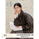 紫涵（ZIHAN）紫涵短款翻領(lǐng)皮衣女2025秋季新款復(fù)古簡約百搭單排扣寬松夾克外套 淺巧咖 S