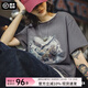 馬登復(fù)古印花短袖女時(shí)尚高級感2025新款慵懶風(fēng)寬松T恤小眾半袖衫體恤 灰色 /巖灰【今日下單 順豐包郵】 S