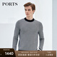 PORTS寶姿男裝早秋休閑保暖圓領針織衫毛衣ML9K024KKW004 CHARCOAL STRIPE M