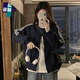莜仙格2025美式立領(lǐng)夾克外套女春秋季款薄款美式秋季棒球服初秋上衣女款 藏青色-春秋款  XL 建議 110-125斤