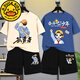 G.DUCKKIDS童裝男童夏裝套裝2023新款夏季短袖男孩大童運(yùn)動(dòng)上衣純棉兒童衣服 孤勇米白+孤勇黑褲+握拳少年靛藍(lán) 160 cm適合150-160cm年齡10-12歲