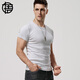 點(diǎn)悟260G重磅螺紋打底衫男短袖t恤純白色棉修身緊身運動(dòng)彈力內搭夏季 短袖花白 L （130-142斤）修身