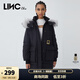 金羽杰冬季新款羽絨服女中長款大毛領(lǐng)連帽拼接羽絨派克服女士Y21806161 新黑格爾 M 適合130斤以下
