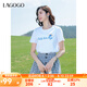 lagogo【涼感新疆棉】云朵白T恤女拉谷谷2025夏新款清爽短袖上衣 本白色 L
