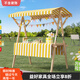 格普瑞擺攤架子可折疊集市攤位展示架地攤車(chē)移動(dòng)市集夜市商場(chǎng)活動(dòng)展示架 150cm黃白頂棚布+黃白桌布