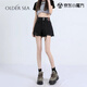 OLDER SEA休閑百搭黑色毛邊破洞牛仔夏季2025新款高腰時(shí)尚辣妹包臀超短褲 黑色 XS