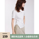 ELLE白色不規(guī)則優(yōu)雅圓領(lǐng)短袖女2025夏新款設(shè)計(jì)感時(shí)尚通勤顯瘦T恤 白色 M