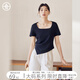 對白【AN大碼系列】夏日調(diào)色盤不規(guī)則短袖T恤微胖mm設計感顯瘦小上衣 靜謐黑 XL