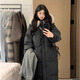 矜持范棉服女2025新款棉襖女冬季加厚中長(zhǎng)款過膝大毛領(lǐng)棉衣棉襖外套 黑色 M 105-120