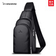 卡丹路男士真皮胸包2025新款休閑時(shí)尚單肩運動(dòng)包牛皮包背包男包胸前包包 黑色-頭層牛皮