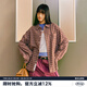 MMLG 87mm 格子襯衫女秋季新款寬松百搭韓系長(cháng)袖上衣情侶休閑外套 紅格 S